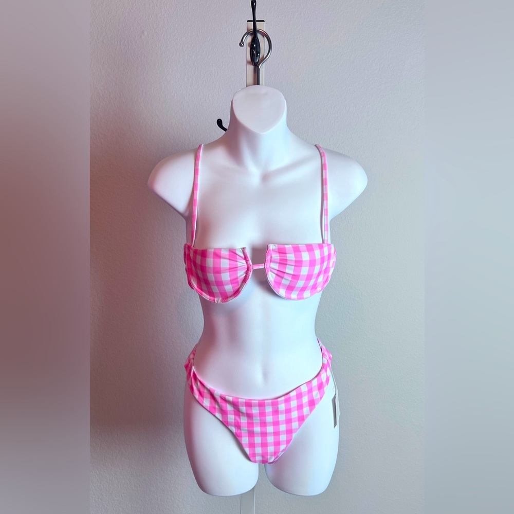 Cabo couture pink plaid palmillas bikini set